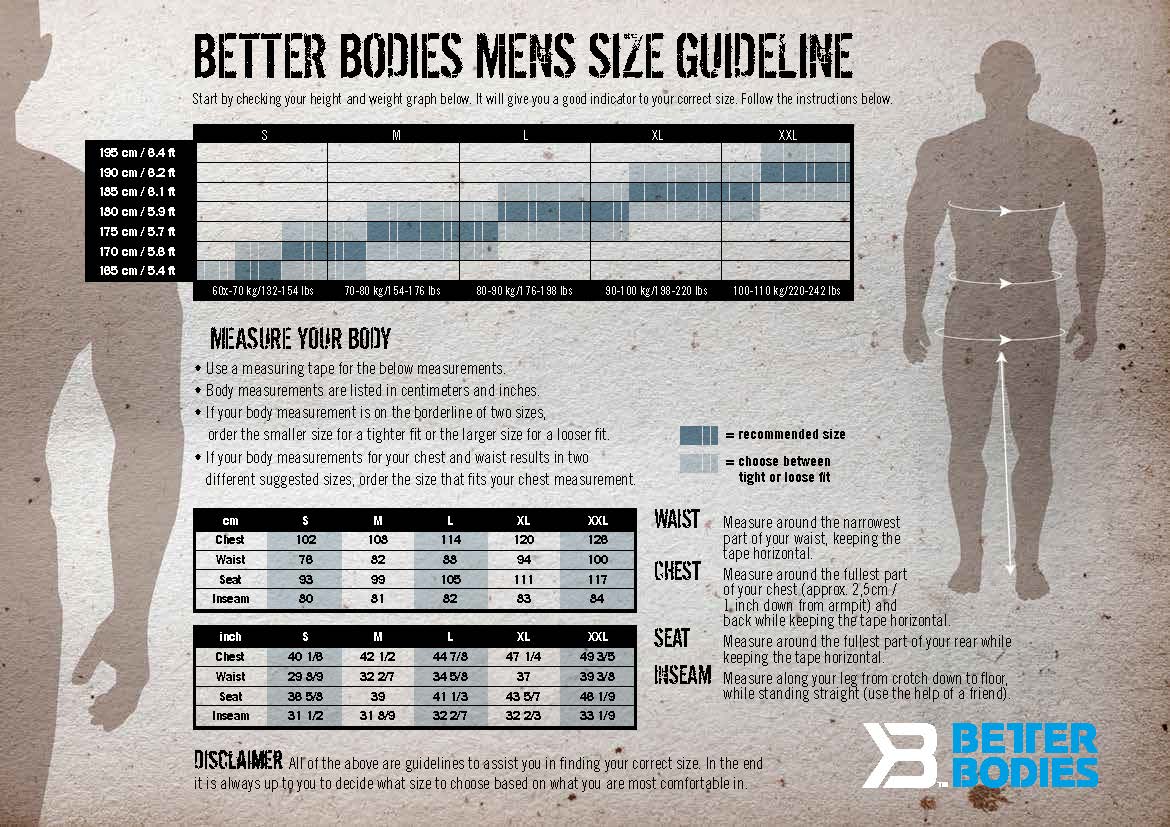 Gym Shorts Size Chart