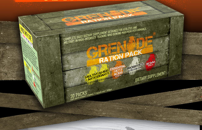 Grenade Ration Pack. Multivtiamins. Antioxidants. Essential Fatty Acids. Probiotics. BCAAs. 30 Packs. Dietary Supplement.