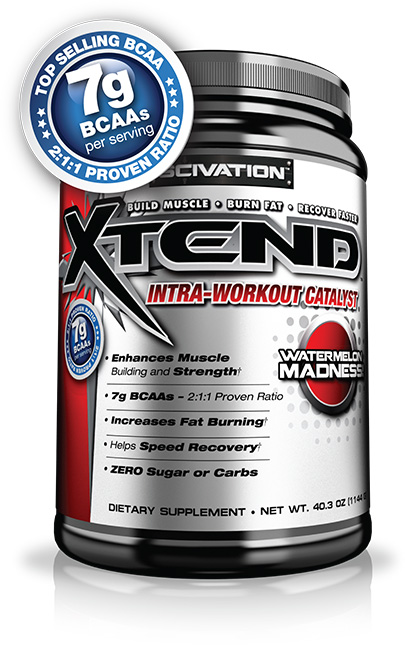 SciVation Xtend. Intra-Workout Catalyst. Top Selling BCAA. 7grams Per Serving. 2:1:1 Proven Ratio.