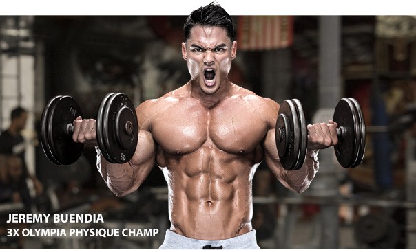 Jeremy Buendia lifting dumbbells doing a bicep exercise.