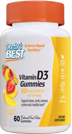 Image of Vitamin D3 Gummies Tropical Tango 60 Gummies - Bone Support Doctor's Best