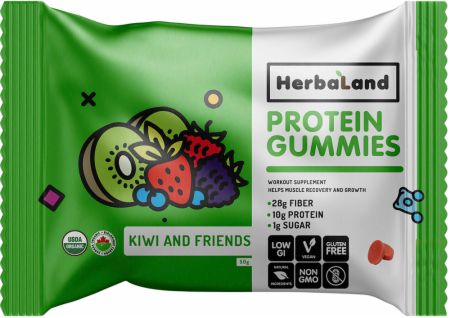 Image of Vegan Protein Gummies Kiwi and Friends 1 x 50g Pouch - Healthy Snacks & Foods Herbaland