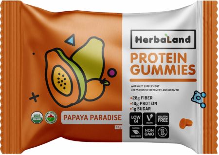 Image of Vegan Protein Gummies Papaya Paradise 1 x 50g Pouch - Healthy Snacks & Foods Herbaland