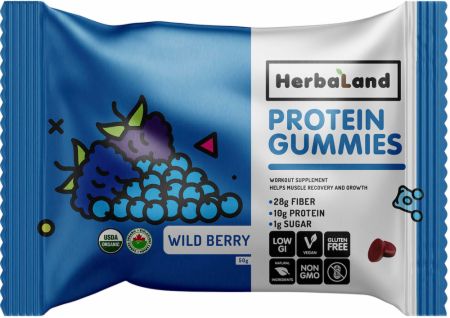Image of Vegan Protein Gummies Wild Berry 1 x 50g Pouch - Healthy Snacks & Foods Herbaland