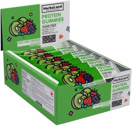 Image of Vegan Protein Gummies Kiwi and Friends 12 x 50g Pouches - Healthy Snacks & Foods Herbaland