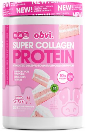 Image of Super Collagen Protein Pink Velvet 30 Servings - Joint Support Obvi