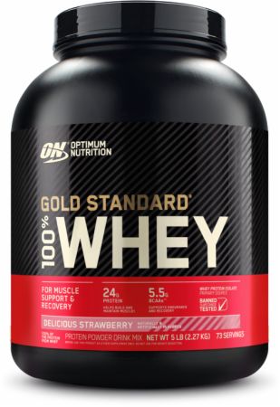 Image of Gold Standard 100% Whey Protein Delicious Strawberry 5 Lbs. - Protein Powder Optimum Nutrition