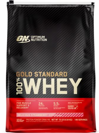 Image of Gold Standard 100% Whey Protein Delicious Strawberry 10 Lbs. - Protein Powder Optimum Nutrition