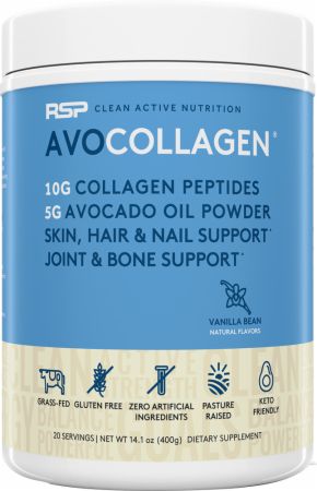 Image of AvoCollagen Collagen Peptides Vanilla 20 Servings - Joint Support RSP Nutrition