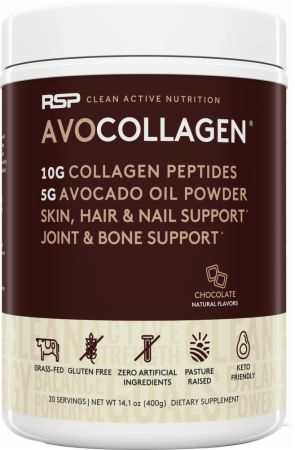 Image of AvoCollagen Collagen Peptides Chocolate 20 Servings - Joint Support RSP Nutrition