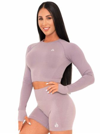 Geo Seamless Long Sleeve Crop Top