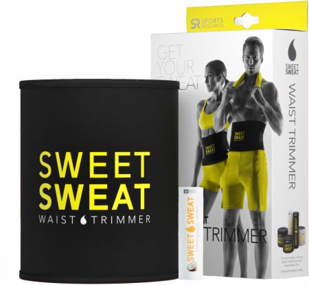 Image of "Waist Trimmer Black 41"" W x 8"" L w/ Sweet Sweat sample and mesh carrying bag - Weight Lifting Belts Sports Research"